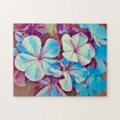 Blue Tropical Blume Blumenverleih Puzzle (Horizontal)