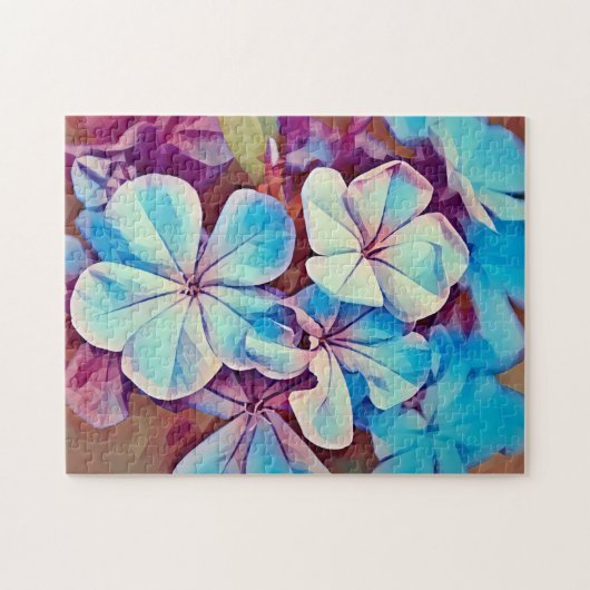 Blue Tropical Blume Blumenverleih Puzzle (Horizontal)