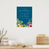 Blue Tropical Blume Hochzeitssymbol Poster (Küche)