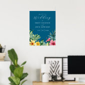 Blue Tropical Blume Hochzeitssymbol Poster (Heimbüro)