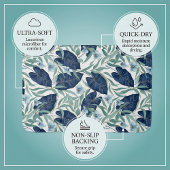 Blue Tropical Botanical Leaf Pattern – Elegant Badematte