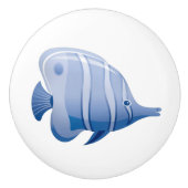 Blue Tropical Fish Cartoon Cabinet Door Pull Keramikknauf (Vorderseite)