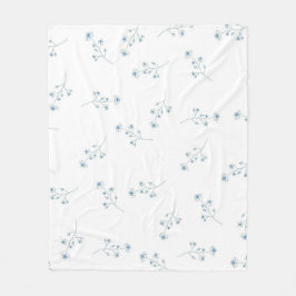 Blue Tropical Floral Botanial Grandmillenial Fleecedecke