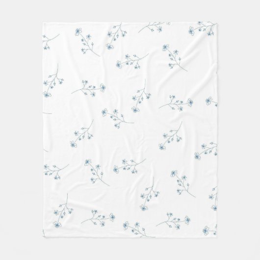 Blue Tropical Floral Botanial Grandmillenial Fleecedecke (Vorderseite)