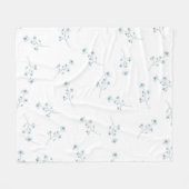 Blue Tropical Floral Botanial Grandmillenial Fleecedecke (Vorderseite (Horizontal))