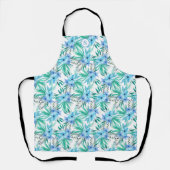 Blue Tropical Floral Monogram All-Over Print Schür Schürze (Vorderseite)