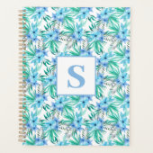 Blue Tropical Floral Monogram Planer (Vorderseite)