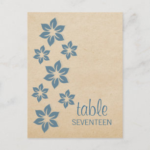 Blue Tropical Floral Tischnummer Postkarte