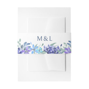 Blue Tropical Floral Wedding Einladungsbanderole