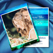 Blue Tropical Foto Ocean Hochzeit in Urlaubsort Save The Date