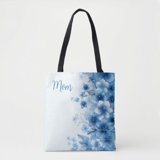 Blue Tropical Hawaiian Flower Custom Mütters Day Tasche (Vorderseite)