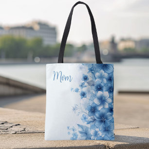 Blue Tropical Hawaiian Flower Custom Mütters Day Tasche