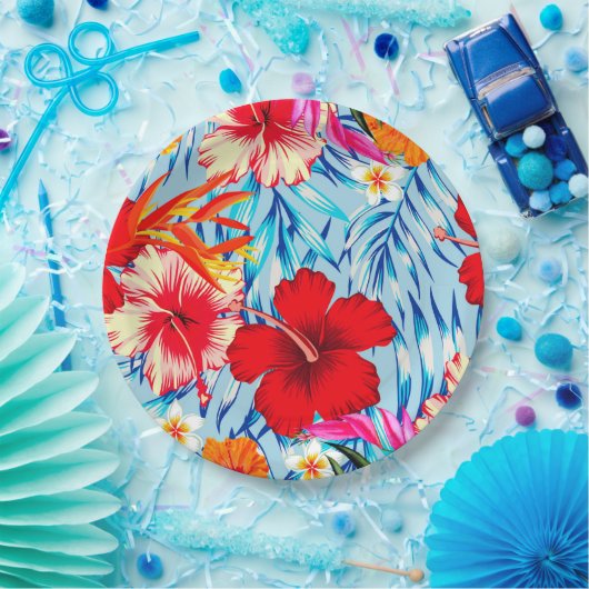 Blue Tropical Hibiskus Blume Teller (Party)