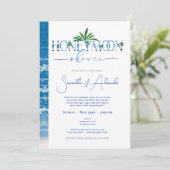 Blue Tropical Honeymoon Paare Dusche Einladung (Stehend Vorderseite)