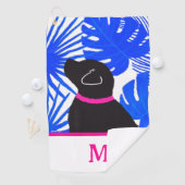 Blue Tropical Island Black Dog Golf Handtuch (Insitu)