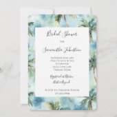Blue Tropical Island Palm Trees Bridal Shower Einladung (Vorderseite)