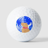 Blue Tropical Island Yellow Dog Golf Balls Golfball (Vorderseite)