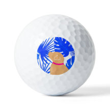 Blue Tropical Island Yellow Dog Golf Balls