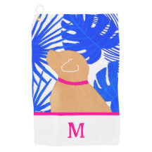 Blue Tropical Island Yellow Dog Golf Handtuch