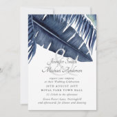Blue Tropical Leaf Wedding Ampersand (Vorderseite)