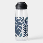 Blue Tropical Leaf Wrap Pattern Trinkflasche (Rückseite)