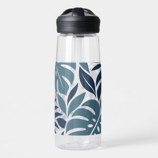 Blue Tropical Leaf Wrap Pattern Trinkflasche