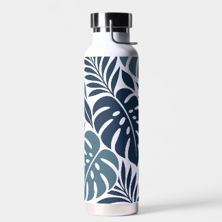 Blue Tropical Leaf Wrap Pattern Trinkflasche