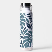 Blue Tropical Leaf Wrap Pattern Trinkflasche (Vorne)