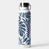 Blue Tropical Leaf Wrap Pattern Trinkflasche (Rückseite)