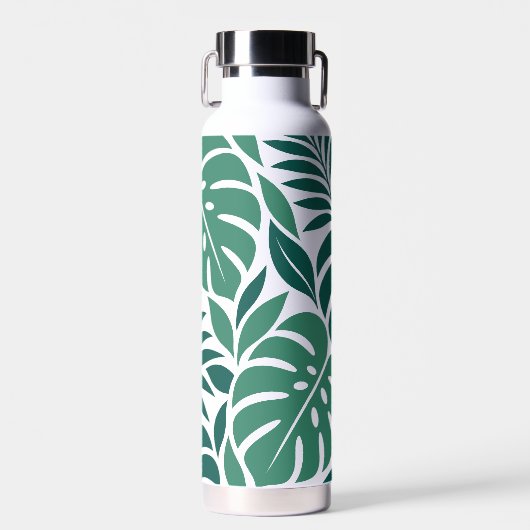 Blue Tropical Leaf Wrap Pattern Trinkflasche (Vorne)