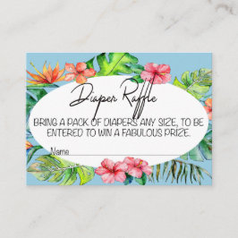 Blue Tropical Let's Flamingle Diaper Raffle Ticket Begleitkarte