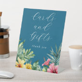 Blue Tropical Ocean Blume Karten und Geschenke Sockelschild (In SItu)