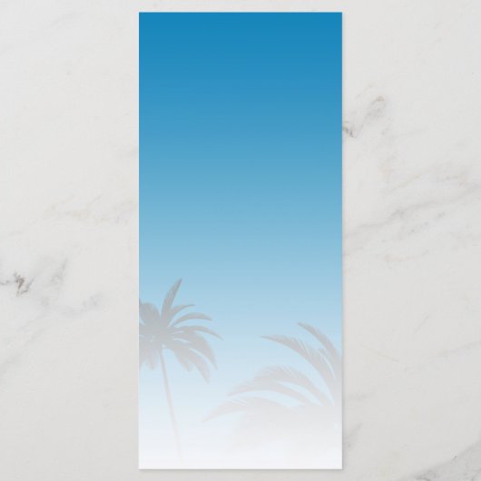 Blue Tropical Palm Tree Beach Hochzeit Menükarte (Rückseite)