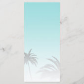 Blue Tropical Palm Tree Beach Hochzeit Menükarte (Rückseite)