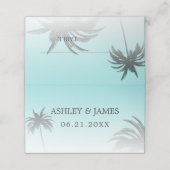 Blue Tropical Palm Tree Beach Hochzeit Platzkarte (Außenseite Aufgefaltet)