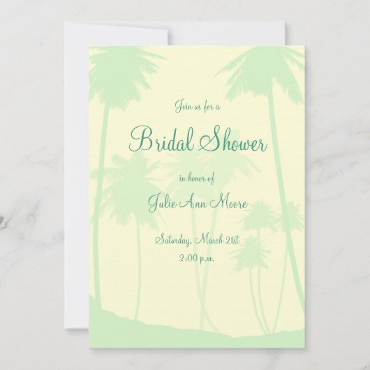 Blue Tropical Palm Tree Brautparty Einladung (Vorderseite)