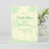 Blue Tropical Palm Tree Brautparty Einladung (Stehend Vorderseite)