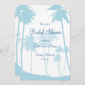 Blue Tropical Palm Tree Brautparty Einladung (Vorne/Hinten)