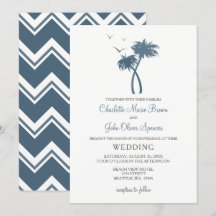 Blue Tropical Palm Tree Hochzeiten Einladungen