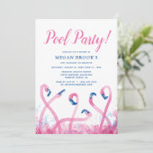 Blue Tropical Pink Flamingo 18. Pool Geburtstag Einladung (Stehend Vorderseite)