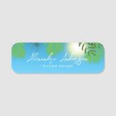 Blue Tropical Summer Sky Modern Script Custom Namensschild (Vorderseite)