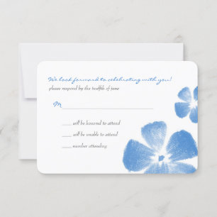 Blue Tropical Watercolor Blume Hochzeit RSVP Karte