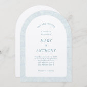 Blue Tropical Wedding Einladung (Vorne/Hinten)