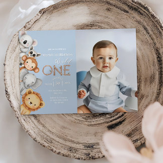 Blue Tropical Wild One Jungle Safari Einladung