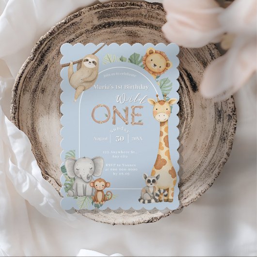 Blue Tropical Wild One Jungle Safari Einladung