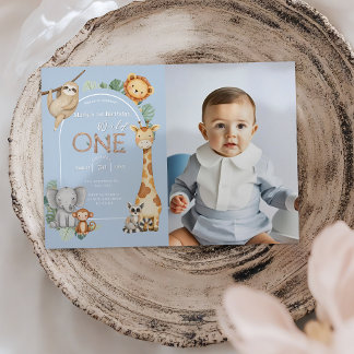 Blue Tropical Wild One Jungle Safari Einladung