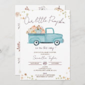 Blue Truck, Baby Boy Dusche, Fall Baby Dusche Einladung (Vorne/Hinten)