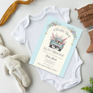 Blue Truck Baby in Bloom Baby Dusche Einladung