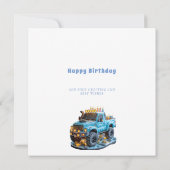 Blue Truck Birthday Cake Headlights Kerzen Karte (Rückseite)