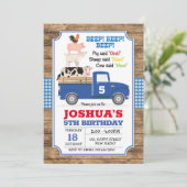 Blue Truck Birthday Einladung. Farm-Einladung Einladung (Stehend Vorderseite)